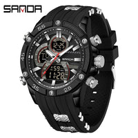 SANDA New 6162 Fashionable Men's Electronic Watch Sports Fashion Multifunctional Waterproof LED Men's Electronic Watch 2025