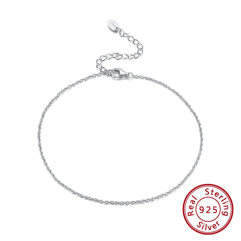 Rinntin Genuine 925 Sterling Silver Ball Faceted Bead Chain Anklets Fashion Women Summer Foot Bracelet Ankle Straps Jewelry SA80